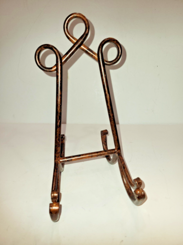Metal Plate Art Stand Easel Tabletop Matte Brass Color 9.75" Tall 4.75" Long 6.5
