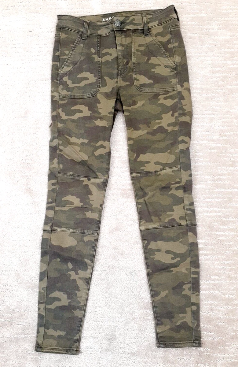 American Eagle Hi Rise Jegging Camo Jeans Womens Size 4 Army Stretch Casual