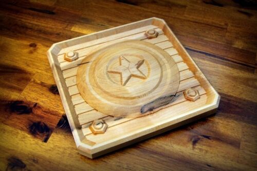 Captain America Wooden Shield Sign Decorative Handmade Natural Engraved Gift - Picture 6 of 7