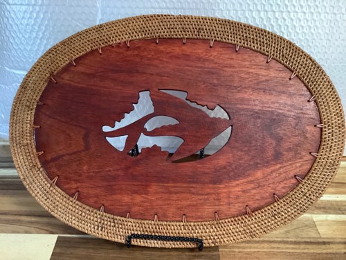 Handgeschnitzte Holz & Rattan Geflecht Tischsets - 4 Vögel Set / 4 Fische Set / Halter - Bild 18 von 35