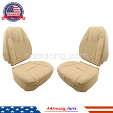 For 07-14 GMC Sierra Yukon Driver Passenger Leather Seat Cover Bottom & Top Tan