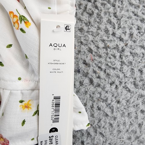 AQUA Girls' Ruched Floral Tank Top Girls' M (9-10) White Multi Sweetheart Neck - Picture 5 of 12