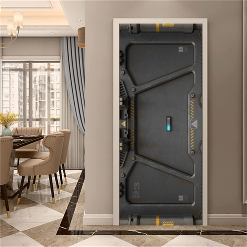 3D Sci-fi Door with Keypad Peel and Stick Door Sticker Wallpaper Murals for Home - Picture 2 of 7