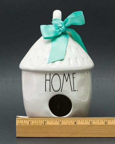 Rae Dunn Home voliera ghianda tiki ceramica bianca con nastro persico NUOVO con etichetta - Foto 4 di 5