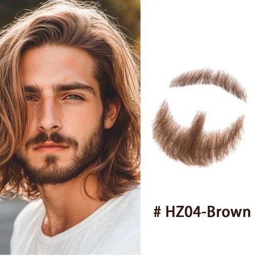 Man's Fake Beard Hand Made Real Human Hair Invisible Mustache Men Film Makeup US - Picture 18 of 20