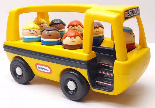 Vintage Little Tikes School Bus With Nine Little People Bus Driver And Students
