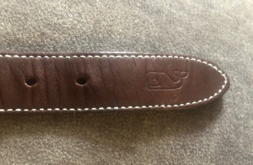 Vineyard Vines Boys Red & White Fish Silk & Canvas & Leather Belt SZ 30 - Picture 5 of 8