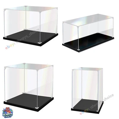 Klare Acryl Vitrine Box Schaukasten Staubdichter Schutz mit schwarzem Sockel - Bild 1 von 4