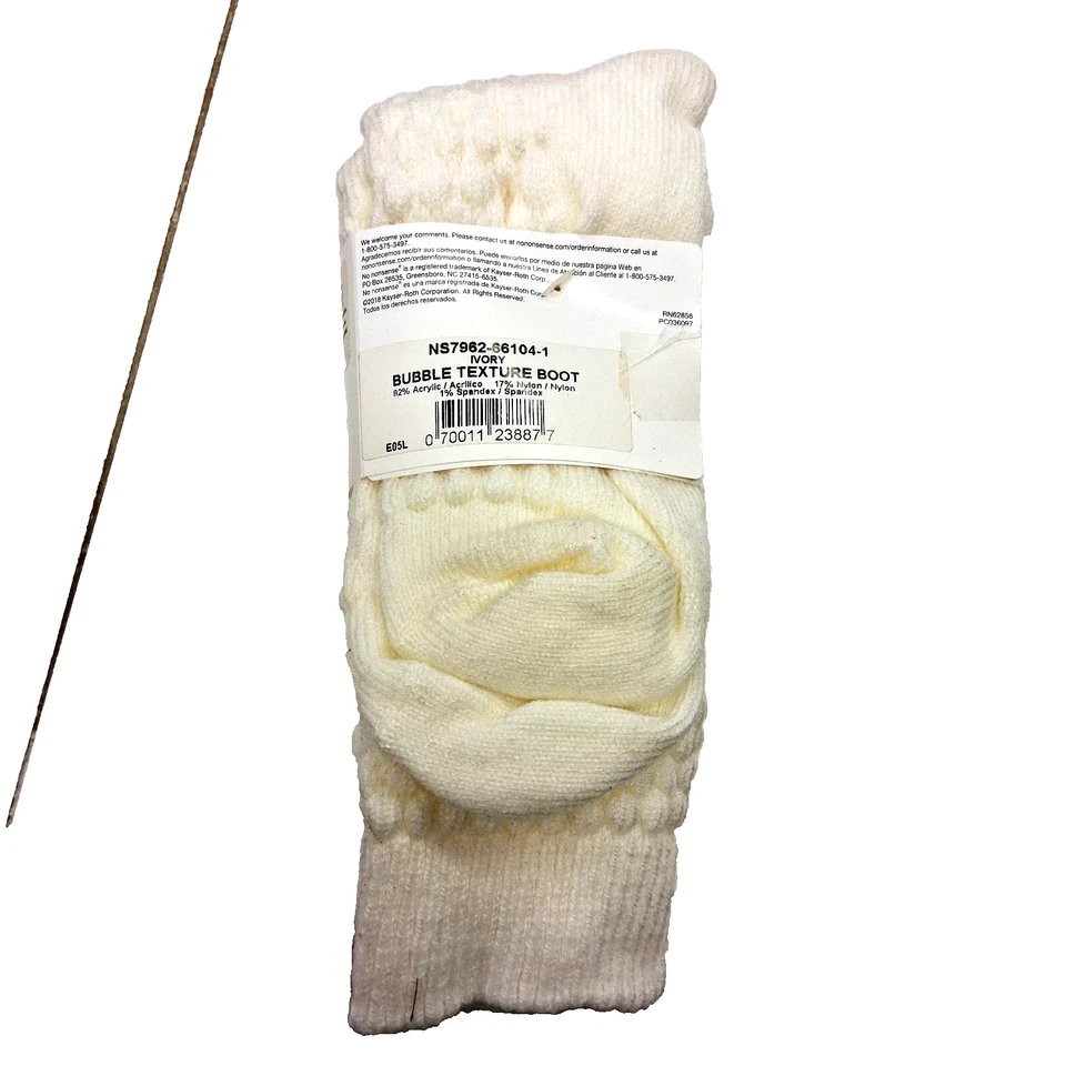 2 Pairs No Nonsense All Weather Bubble Texture Boot Socks Shoe Size 4-10 Ivory - Image 3 of 4