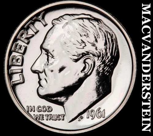 1961 Silver Roosevelt Dime - Choice Gem Proof  Lustrous  No Reserve  #G7337
