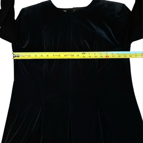 Talbots Vintage Black Velvet Maxi Dress Removable Shoulder Pads Womens Size 14W - Picture 6 of 7