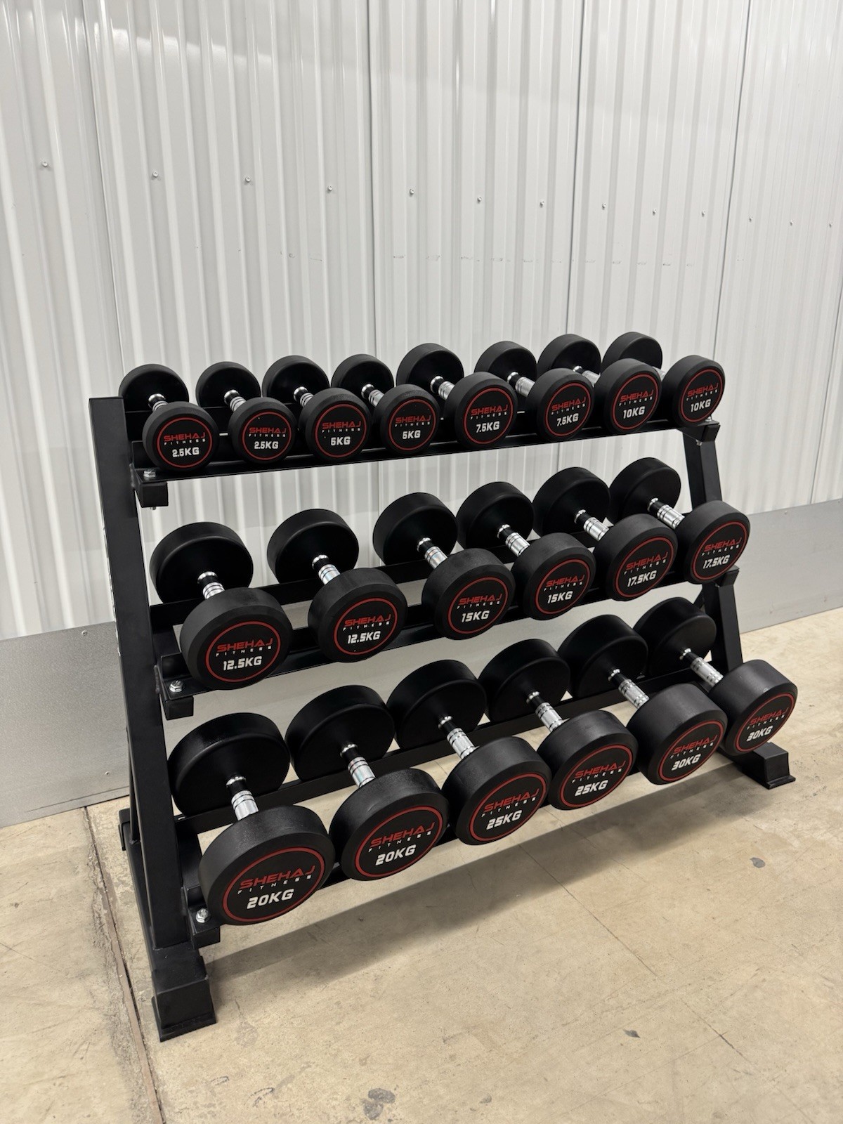 Round Dumbbell 2.5kg-30kg Set & 3 Tier Rack Full Home Gym Weights Training