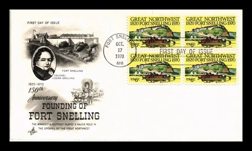 US COVER FORT SNELLING 150TH ANNIVERSARY FDC SCOTT 1409 BLOCK OF 4 ARTCRAFT