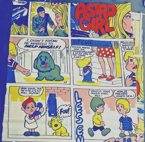 VTG Nicky Zann Retro French "Astro Girl & Stevie" Comic Strip 22½ ” x11"