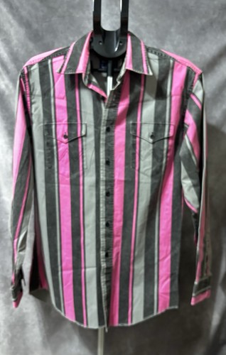 Camisa De Colección Años 90 Wrangler Western Botón 16.5-36 X-Long Colas Brushpopper Rayas - Imagen 1 de 7