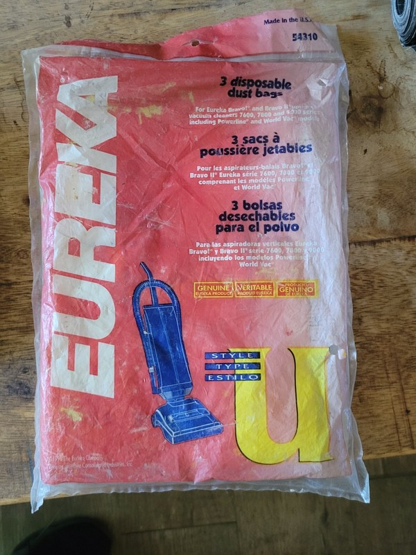 Genuine Eureka Style U disposable dust bags, model number 54310