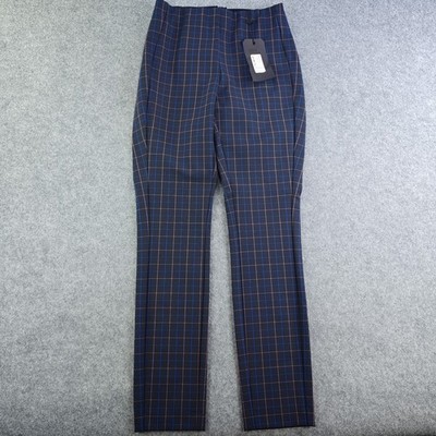 Rag & Bone Simone Pants 00 NWT Navy Blue Pink Plaid Windowpane Trousers USA $325