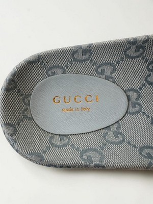NIB Gucci Blue GG Monogram Logo Canvas Platform Sandal Size US8.5