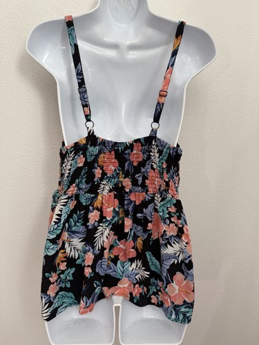 Torrid Top Babydoll senza maniche in rayon floreale stile anni 90 taglia 00/10 M nero boho - Foto 2 di 7