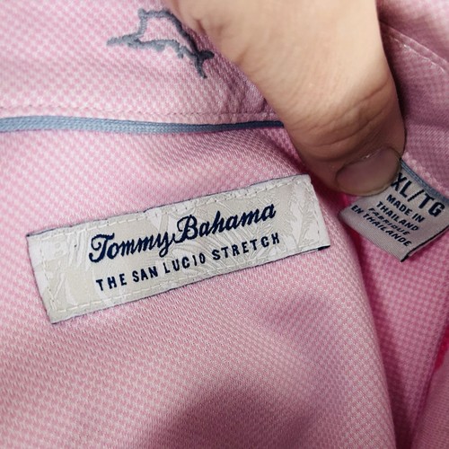 Tommy Bahama XL Island Zone San Lucio Stretch Shirt Pink Knit Long Sleeve - Picture 3 of 5
