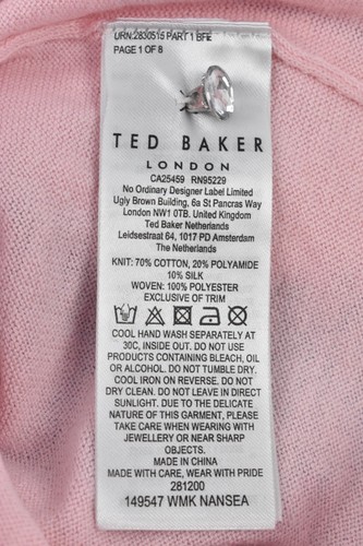 Ted Baker Women's Jumper Ted Size 1 UK 8 Pink Floral Collar BNWT Mock Shirt - Picture 8 of 8