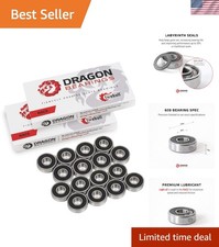 Dragon Roller Skate Bearings 16 Pack - High Performance Skate Rated Rollerbla...