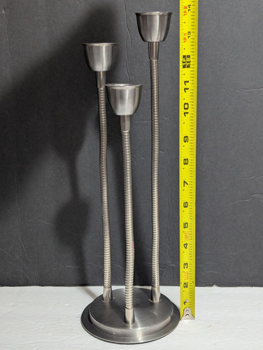 UNIKAT Schwanenhals 3 Kegel Kerzenständer Kerzenhalter flexibel silberfarben - NOOD - Bild 3 von 8