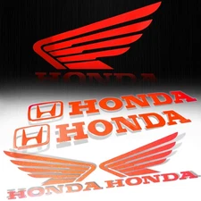 Pair Left&Right Fuel Tank/Fairing Reflective Sticker+Wing Vinyl Decal Honda Red