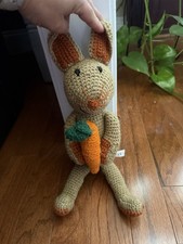 Crocheted Easter Bunny Holding Carrot
