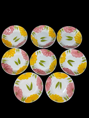 8 Maxam La Primula Italian Hand-Painted Daisy 8.25" Coupe Soup Bowls EUC