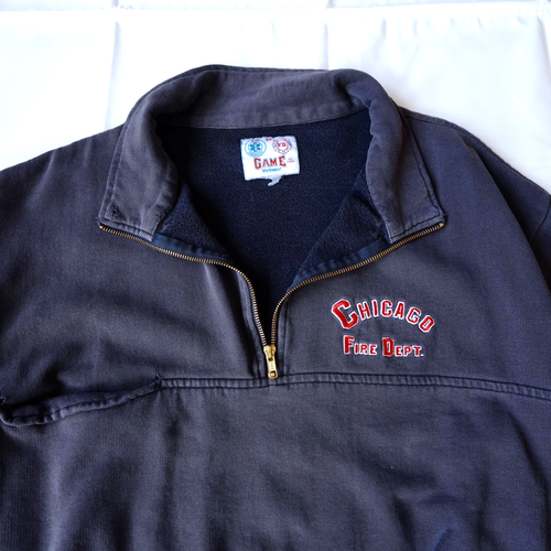 Vintage Chicago Fire Dept Sweatshirt Herren 3X Blau 1/4 Zip Job Shirt CFD Game 🔥 - Bild 3 von 16