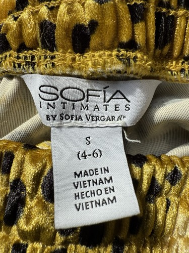 SOFIA By Sofia Vergara Intimates Gold Crushed Velvet Pants, Size Small - Picture 6 of 8