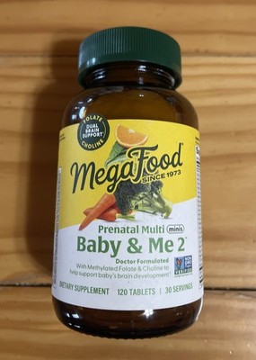 MegaFood Baby and Me 2 Prenatal Multi 120 Tabs - Baby's Brain, Folate, Choline