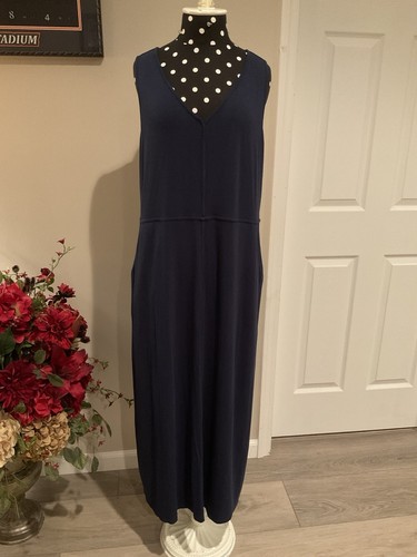 Maxi Vestido para Mujer Jill Azul Marino Sin Mangas Recortado Espalda Jersey X-Grande Pequeño - Imagen 5 de 17