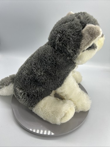 Destination Nation 10" Gray/White Realistic Husky Dog Sitting Plush Stuffed Toy - Picture 6 of 8