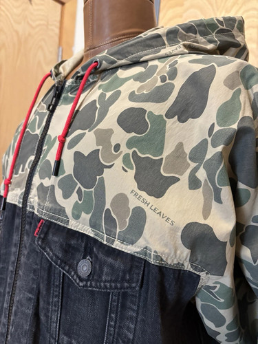 LEVI'S X JUSTIN TIMBERLAKE Rare Denim Coat Camo Hood Trucker Jacket (org $195) - Picture 10 of 12