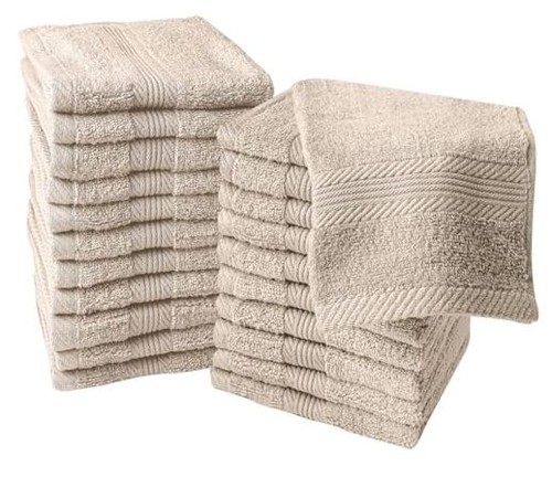Premium Washcloths 13x13 Inch 100% Cotton Ring Spun 13x13 Inches 12-Pack Taupe