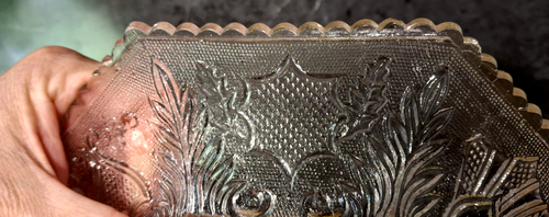 Antique~Vtg EAPG Lacy Flint Glass Beehive Thistle Octagonal Sandwich Cake Plate - Picture 11 of 24