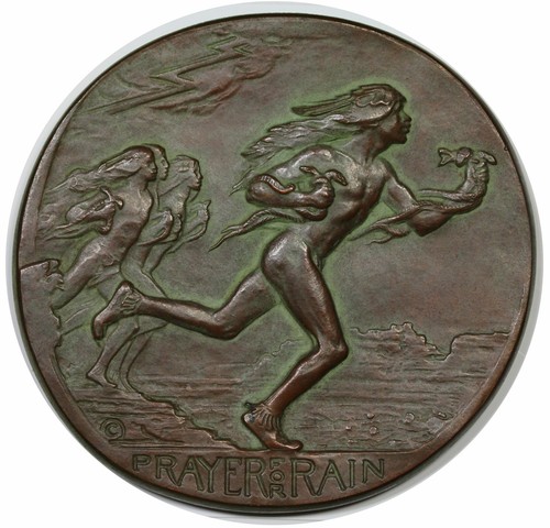 1931 Society of Medalists 3rd Issue Hopi bronze medal by Hermon A. MacNeil 73 mm - Picture 2 of 3