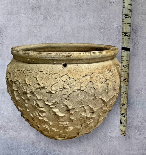VTG Evans Pottery Dexter MO textured handmade hanging flowerpot 8" - Picture 5 of 9