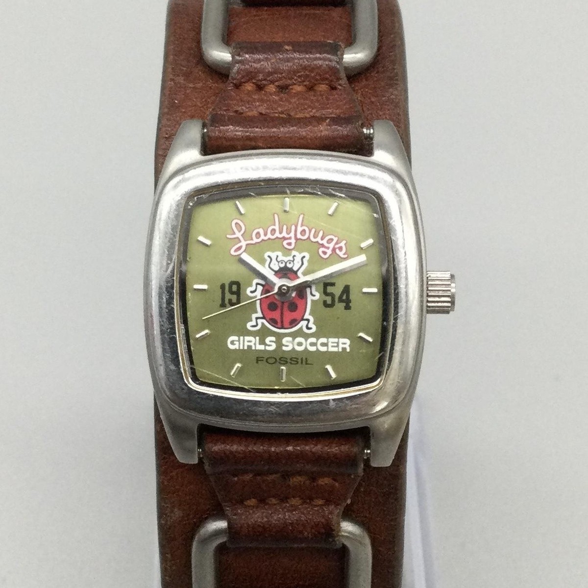 Fossil Ladybugs Girls Watch 23mm Green Dial Leather Bund JR-9719