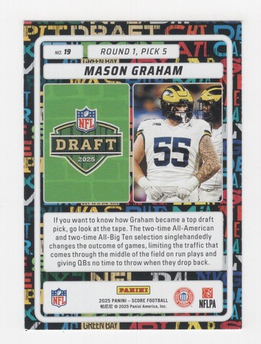 2025 SCORE FOOTBALL NFL DRAFT 2025 GOLD ZONE 12/50 MASON GRAHAM CLEVELAND BROWNS - Bild 2 von 2