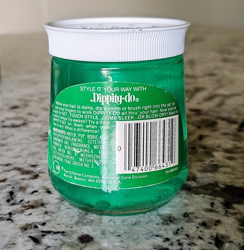 Vintage 1960s Dippity Do Retro Glass 8 oz Jar Green Hair Gel Full - Picture 2 of 5