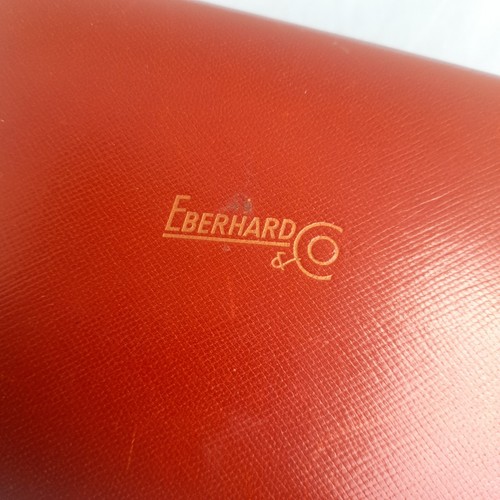 SCATOLA IN LEGNO E PELLE ROSSO MATTONE PER OROLOGIO EBERHARD & Co VINTAGE - Foto 2 di 12