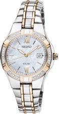 Seiko SUT068 Solar Mother Of Pearl Dial Diamond Gold & Silver Tone Ladies Watch