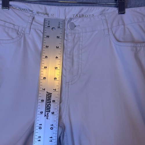 Talbots Pants Women's 12 Ivory Cotton Blend 5 Pocket Flat Front Travel Casual - Picture 3 of 11