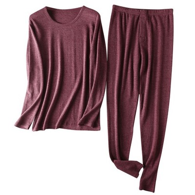 Men's 100% Wool Thin Knitted Round Neck Long Sleeve Tops Thermal Underwear Slim