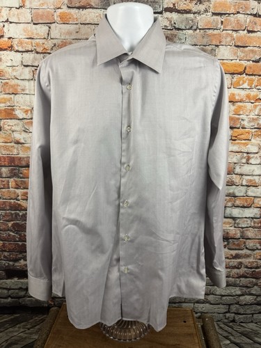 Camisa de vestir Pal Zileri gris algodón manga larga cuello abotonado 43-17 - Imagen 5 de 10