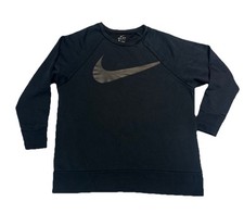 Nike Women's Dry Big Swoosh Black Crew Sweatshirt CD8797-010 Size Large