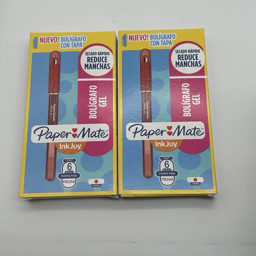 PAPER MATE InkJoy Gelstifte, mittlere Spitze (0,7 mm), rot, mit Kappe, 12 Stück - Bild 1 von 2